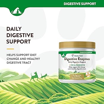 NaturVet Digestive Enzymes + Probiotics Powder for Dogs & Cats - 4 oz