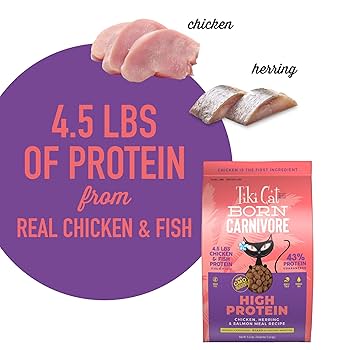 Tiki Cat Born Carnivore Dry Cat Food, High Protein, Chicken, Herring & Salmon Meal, Grain-Free, 5.6 lbs
