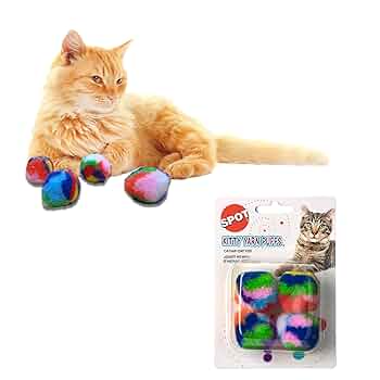 Spot Kitty Yarn Puffs Catnip Toy - 1.5" Assorted Colors - 4 Pack