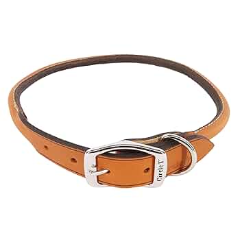 Circle T Oak Tanned Leather Round Dog Collar, Tan, 5/8" x 16"