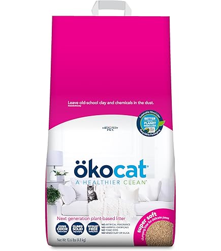 Okocat Less Mess Low Tracking Clumping Wood Cat Litter Mini-Pellets, Unscented, 14 lbs