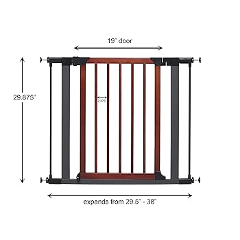 MidWest Homes for Pets 29-Inch Steel & Wood Pet Gate, Graphite/Wood, 29-38" Wide