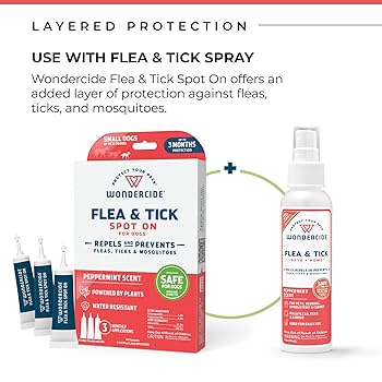 Wondercide Flea & Tick Spot On for Dogs - Small, Peppermint Scent (3 Tubes)