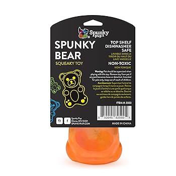 Spunky Pup Squeaky Gummy Bear Dog Toy - Small, Rubber, Assorted Colors