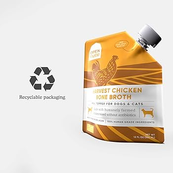 Open Farm Chicken Bone Broth for Dogs & Cats - 12 oz Food Topper, Ethically Sourced