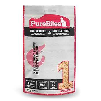 PureBites Freeze Dried Shrimp Cat Treats - Single Ingredient, 0.38 oz/11g Value Size