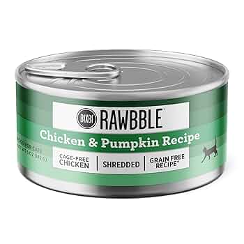 BIXBI Rawbble Shredded Chicken & Pumpkin Wet Cat Food, 5 oz Can