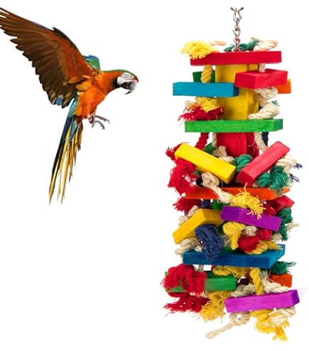 A&E Cage Large Cluster Blocks Bird Toy - Wood & Rope - Happy Beaks HB517