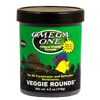 Omega One Veggie Rounds Sinking Fish Food, 8.1 oz / 227g - Freshwater & Saltwater