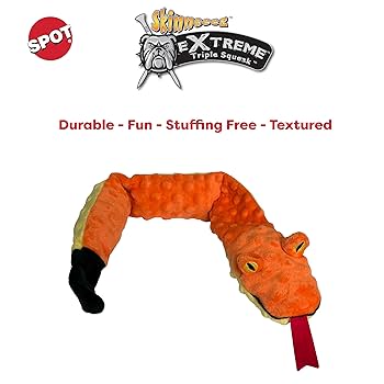 Ethical Skinneeez Extreme 25" Snake Dog Toy - Triple Squeak, Stuffing-Free, Durable Plush