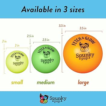 Spunky Pup Fetch & Glow Ball - Medium Dog Toy - Glows in the Dark - Assorted Colors