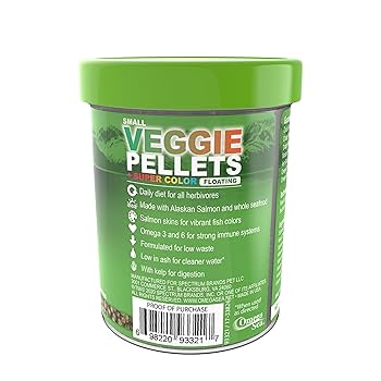 Omega One Super Veggie Kelp Pellets - Small, Floating Algae Grazers Fish Food - 3.5oz Jar