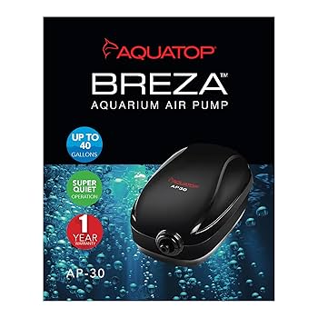 Aquatop Breza AP-30 Aquarium Air Pump - Up to 40 Gallon Tank, Single Outlet