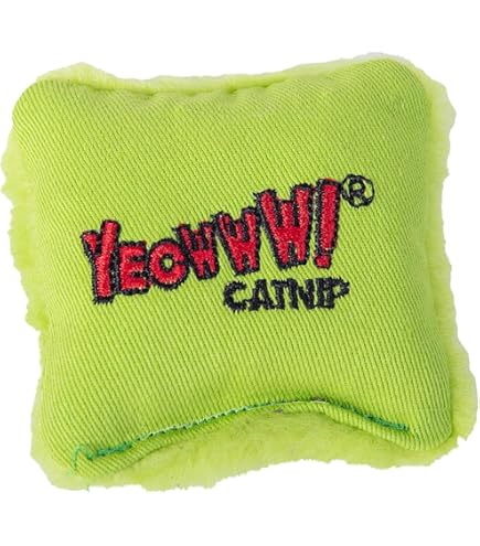Yeowww! Catnip Pillow Cat Toy - Yellow - 2.5 Inch - Durable Cotton Twill - USA Made