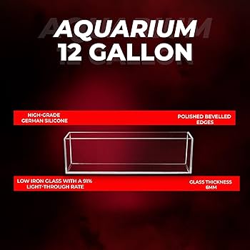 Aquatop High Clarity Glass Aquarium - 12 Gallon Bookshelf Style Tank