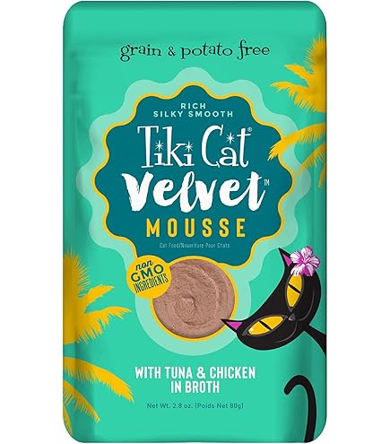 Tiki Cat Velvet Mousse Tuna & Chicken Cat Food, 2.8 oz Pouch - Grain-Free Wet Food