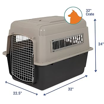 Petmate Ultra Vari Kennel - 32 inch - Taupe/Black - 30-50 lbs