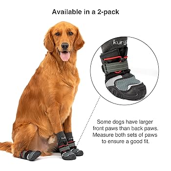 Kurgo Blaze Cross Dog Shoes - Winter Boots, Paw Protection, All-Weather, Reflective, No Slip - 2 Pack