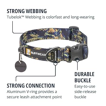Ruffwear Front Range Dog Collar - Deep Jungle - Adjustable, Reflective, Durable