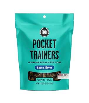 BIXBI Pocket Trainers Bacon Dog Treats - 6 oz Bag, Grain Free Training Reward