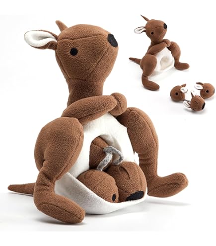 Ethical Pet Spot Love The Earth Kangaroo Dog Toy - 14 Inch Plush Recycled Squeaky Toy