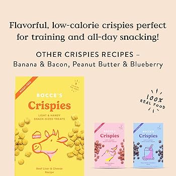 Bocce's Bakery Crispies Dog Treats - Beef Liver & Cheese, 10 oz - All Natural Training Treats