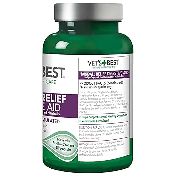 Vet's Best Hairball Relief Digestive Aid Cat Supplement - 60 Chewable Tablets