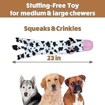 Ethical Pet Skinneeez Crinkler Cow Dog Toy - 23 Inch Stuffing Free Squeaky Plush