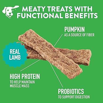 Dogswell Gut Health Jerky Dog Treats, Lamb, 10 oz Bag, Grain Free