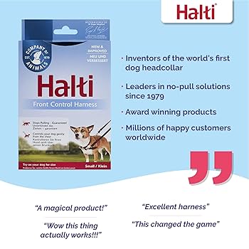 HALTI Front Control Dog Harness - No Pull, Small, Black/Red