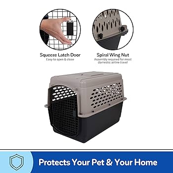 Petmate Vari Kennel - 40 inch Dog Crate - 70-90 lbs - Airline Approved - Taupe/Black