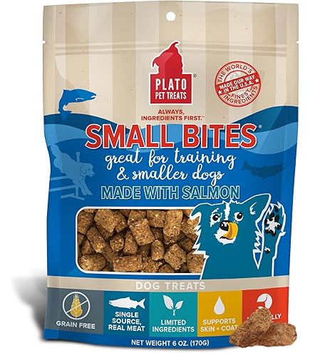 Plato Small Bites Salmon Dog Treats - Grain Free, 6 oz