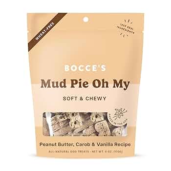 Bocce's Bakery Mud Pie Oh My Soft & Chewy Dog Treats - Vanilla, Peanut Butter, Carob - 6oz Bag