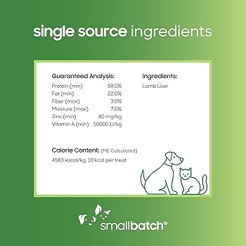 Smallbatch Freeze Dried Lamb Liver Dog & Cat Treats - High Protein, Single Ingredient, 4 oz