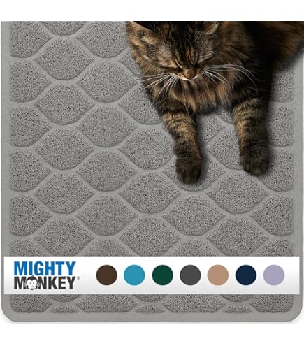 Petmate Litter Catcher Mat - Stone - Large - 35 x 23.5 in - Cat Litter Trapping Mat