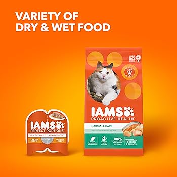Iams Proactive Health Adult Hairball Care Dry Cat Food, Chicken & Salmon, 3.5 lb