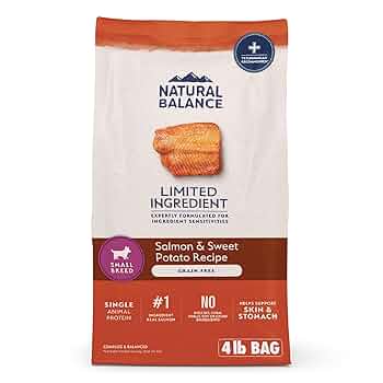 Natural Balance L.I.D. Small Breed Salmon & Sweet Potato Dry Dog Food, 4 lb Bag, Limited Ingredient, Grain-Free