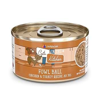 Weruva Cats in the Kitchen Fowl Ball Chicken & Turkey Wet Cat Food, 3.2 oz Can