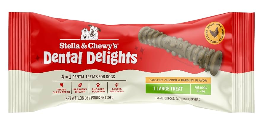 Stella & Chewy's Dental Delights Large Dog Treats, Single Serve, Chicken Flavor