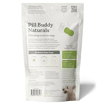 Presidio Pill Buddy Naturals Dog Treats - Peanut Butter & Apple Flavor - Pill Hiding, 5.29oz/150g