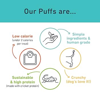 Jiminy's Nooch Puffs Dog Treats - Human Grade, 4.2oz Bag - Crunchy Cricket Protein Training Treats