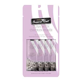 Fussie Cat Puree Cat Treats - Tuna & Chicken Flavor, 4 x 0.5oz Pouches