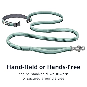 Ruffwear Roamer Bungee Dog Leash - River Rock Green - Hands-Free Running, Hiking, Biking - 7.3'-11'
