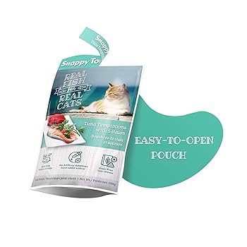 Snappy Tom Naturals Tuna & Salmon Wet Cat Food Pouches, 3.5 oz (100g) - Single Pouch or 12-Pack Available