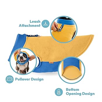 Gooby Half Stretch Fleece Vest Dog Sweater - Peach - Medium - Warm Pullover Jacket with D-Ring
