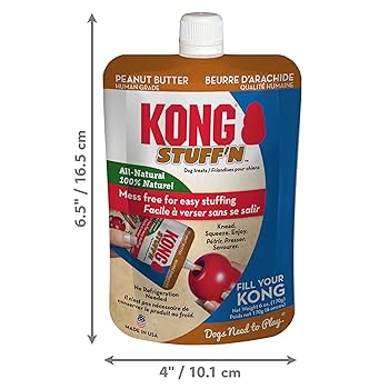 KONG Stuff'N All-Natural Peanut Butter Dog Treat Paste - 6 oz Pouch - Easy Stuffing
