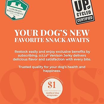 OTIS Wild Things Venison Jerky Dog Treats - 4 oz - Venison Recipe, Protein-Packed