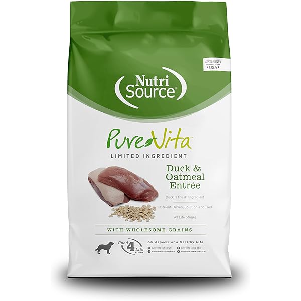 Pure Vita Duck & Oatmeal Recipe Dry Dog Food - Limited Ingredient Diet, 15 lb