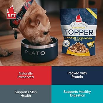 Plato Pet Treats Superfood Dog Food Topper - Air-Dried Chicken & Collagen Recipe - 12oz