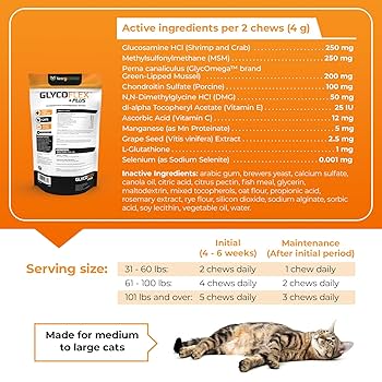 VetriScience GlycoFlex Plus Cat Joint Supplement - Fish Flavored Chews - 30 Count